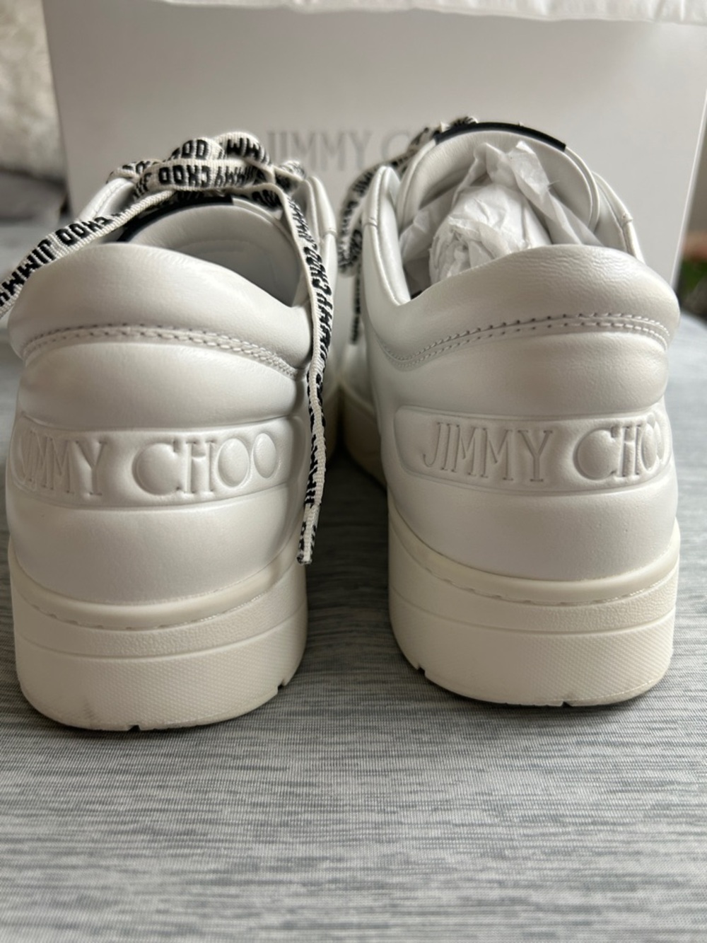 Jimmy Choo White Platform Logo-Print Lace Sneakers - Picture 8 of 10